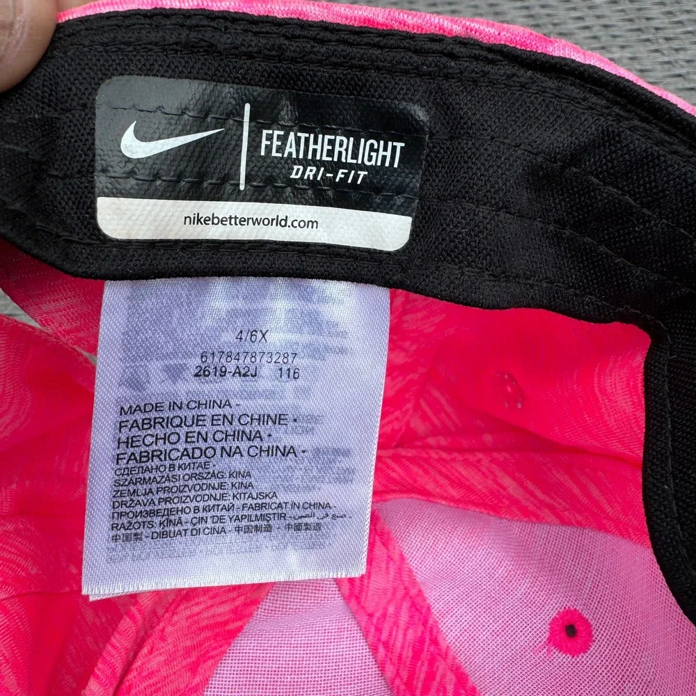 Nike 5 Panel Dri Fit Running Tennis Hat Swoosh Featherlight Pink Girls Size 4/6X